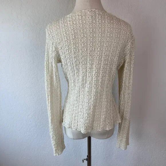 Natural Life Lace Layering Top in Ivory Long Sleeve size Medium Boho Coastal - Picture 7 of 9